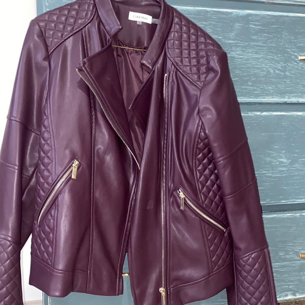 Calvin Klein Faux Leather Jacket size Large